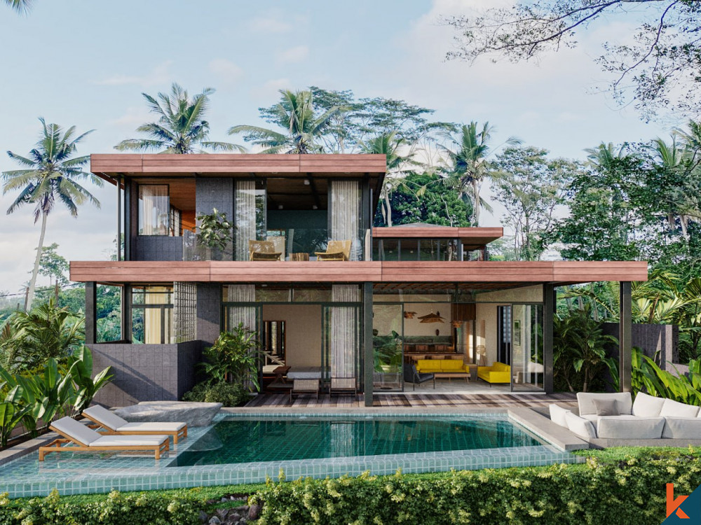 A beautiful Bali villa with a swimming pool.